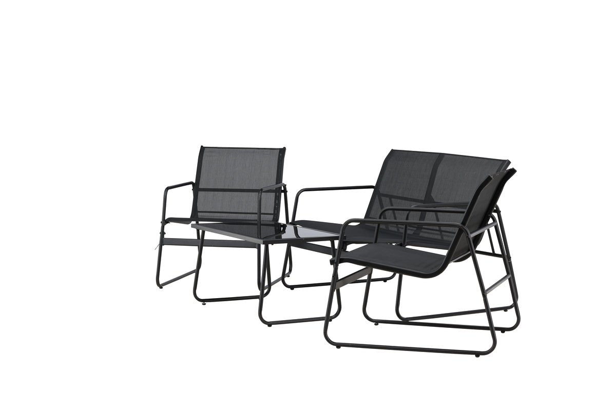 Loungeset Novara – 4-teiliges Outdoor-Set aus Stahl mit Glastisch in 2 Farben