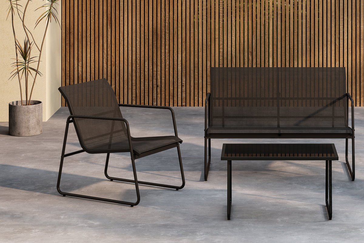 Loungeset Novara – 4-teiliges Outdoor-Set aus Stahl mit Glastisch in 2 Farben