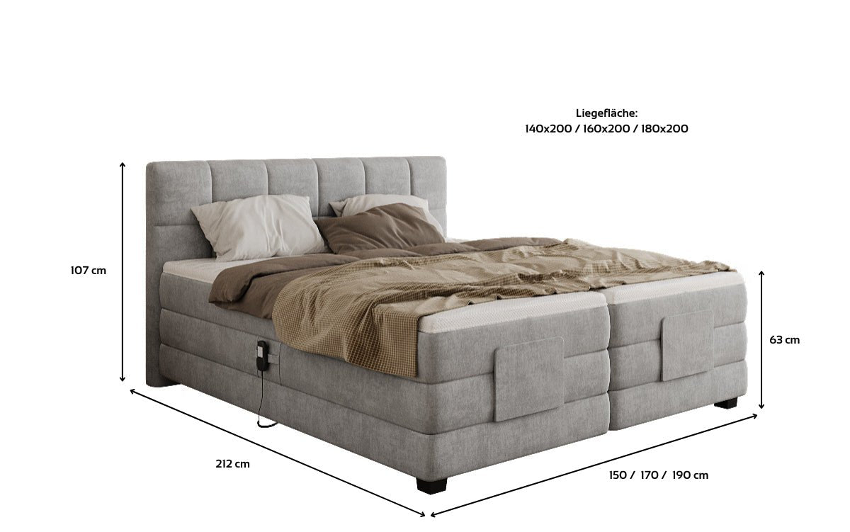 Boxspringbett Monaco - elektrisch verstellbar in Samt