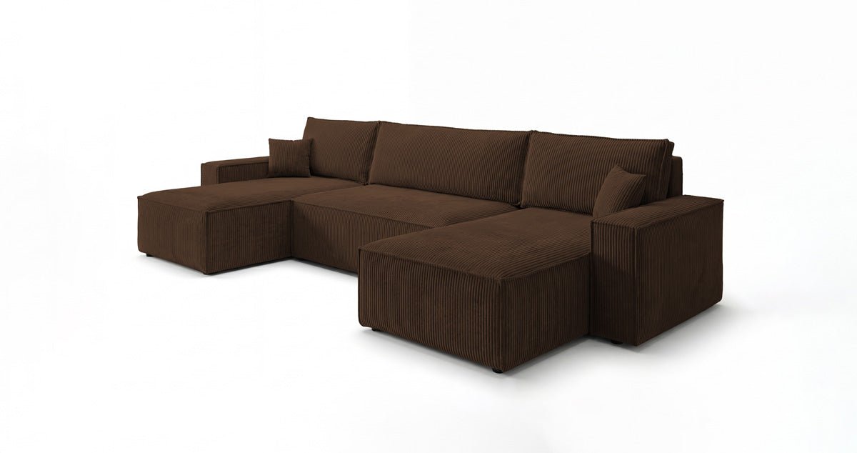 Designer Sofa Lunaro U Mini mit Schlaffunktion und Stauraum in Cord