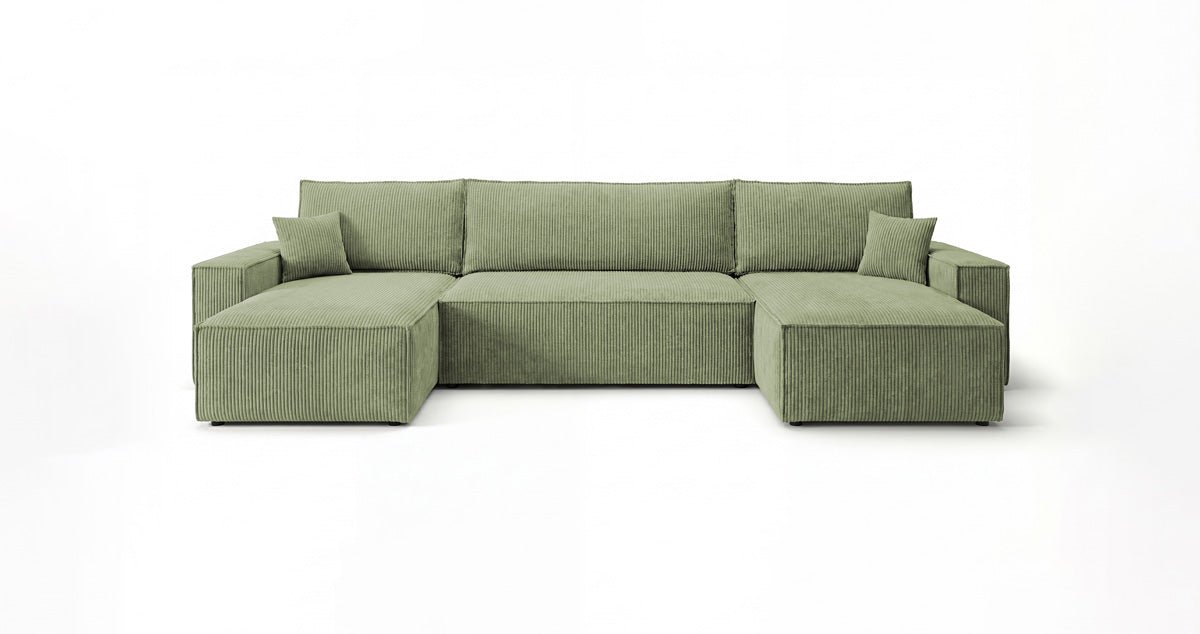 Designer Sofa Lunaro U Mini mit Schlaffunktion und Stauraum in Cord