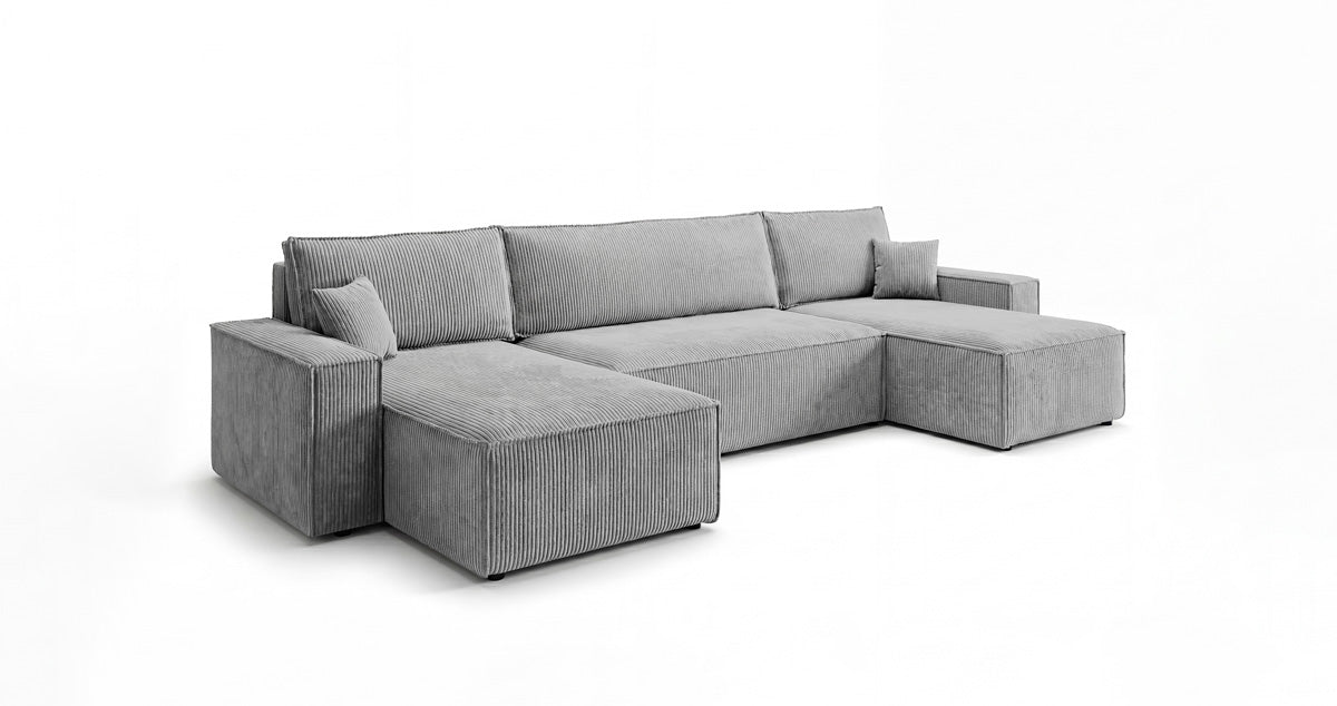 Designer Sofa Lunaro U Mini mit Schlaffunktion und Stauraum in Cord