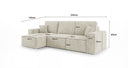 Designer Ecksofa Lunaro Mini mit Schlaf- und Klappfunktion in Cord