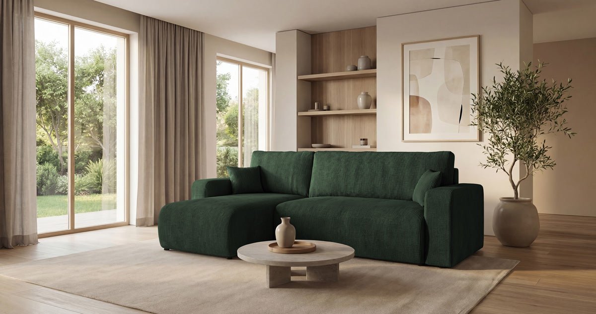 Designer Sofa Calva mit Schlaf- und Klappfunktion in Cord