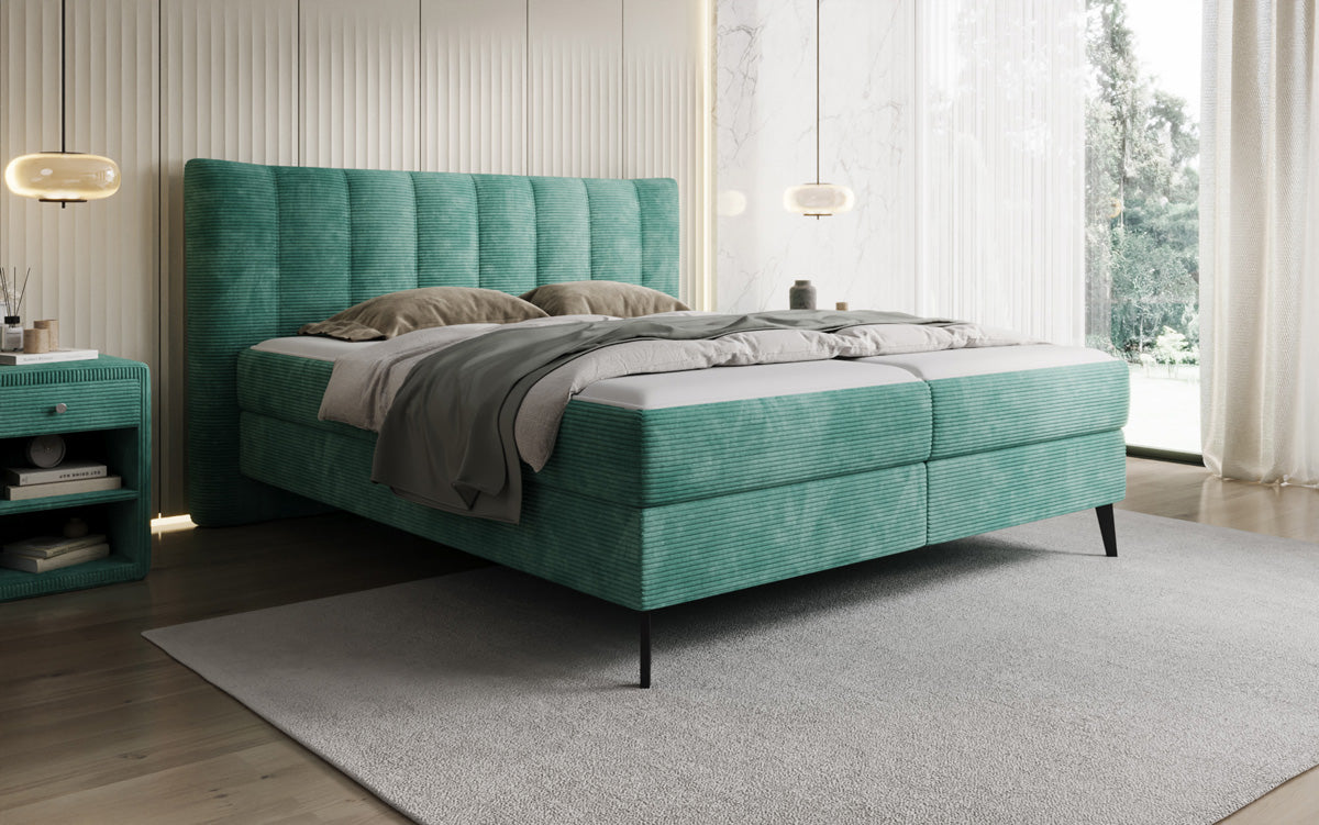 Boxspringbett Ines in Cord mit Stauraum