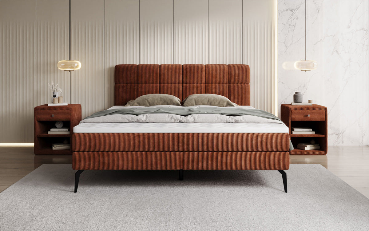 Boxspringbett Vera in Cord mit hohen Füßen