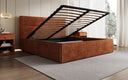 Designer Polsterbett Merry in Cord mit Stauraum
