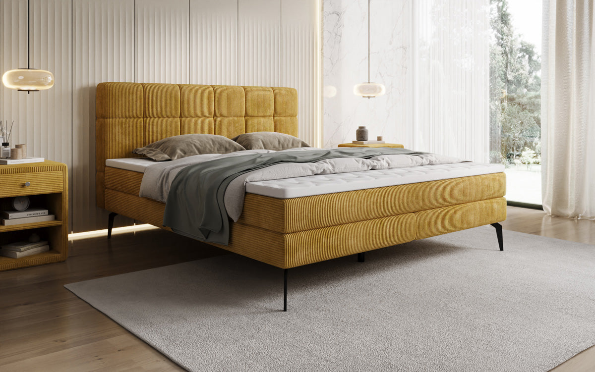 Boxspringbett Vera in Cord mit hohen Füßen
