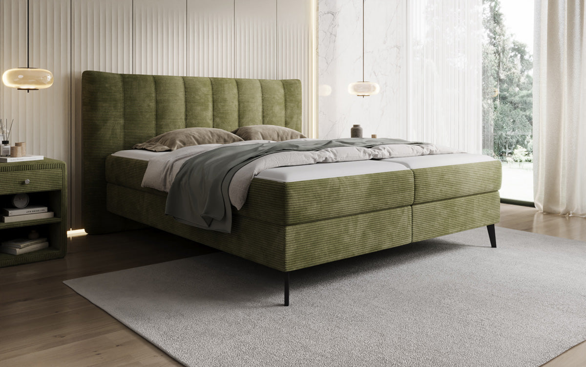 Boxspringbett Ines in Cord mit Stauraum