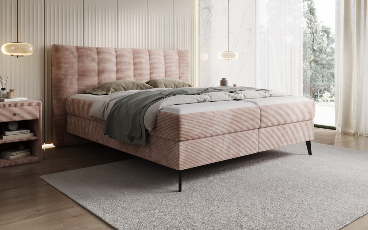 Boxspringbett Ines in Cord mit Stauraum