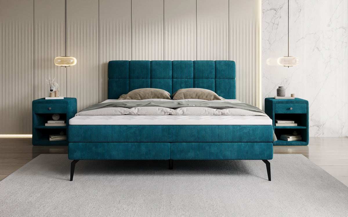 Boxspringbett Vera in Cord mit hohen Füßen