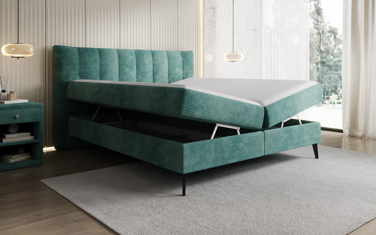 Boxspringbett Ines in Cord mit Stauraum
