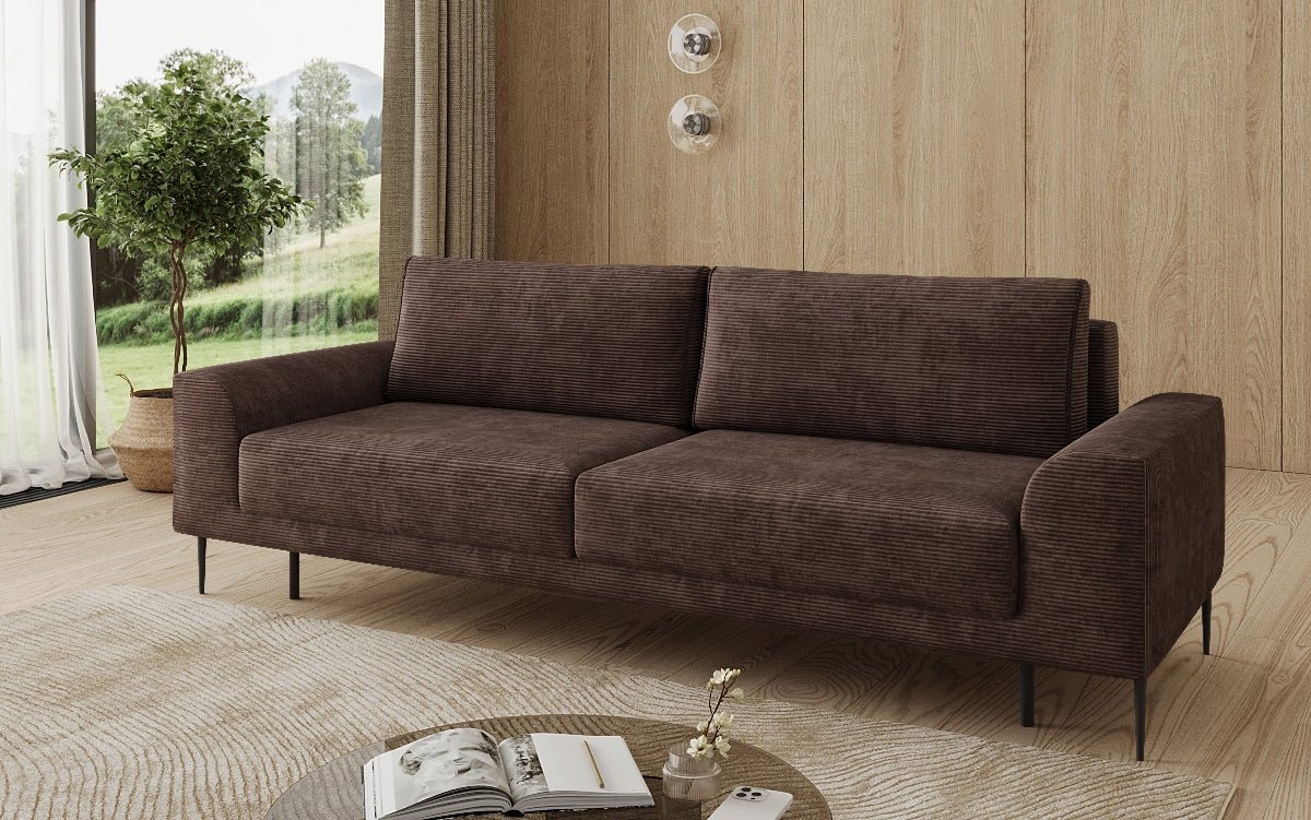 Designer 3 Sitzer Sofa Bloom in Cord mit Schlaffunktion und Stauraum