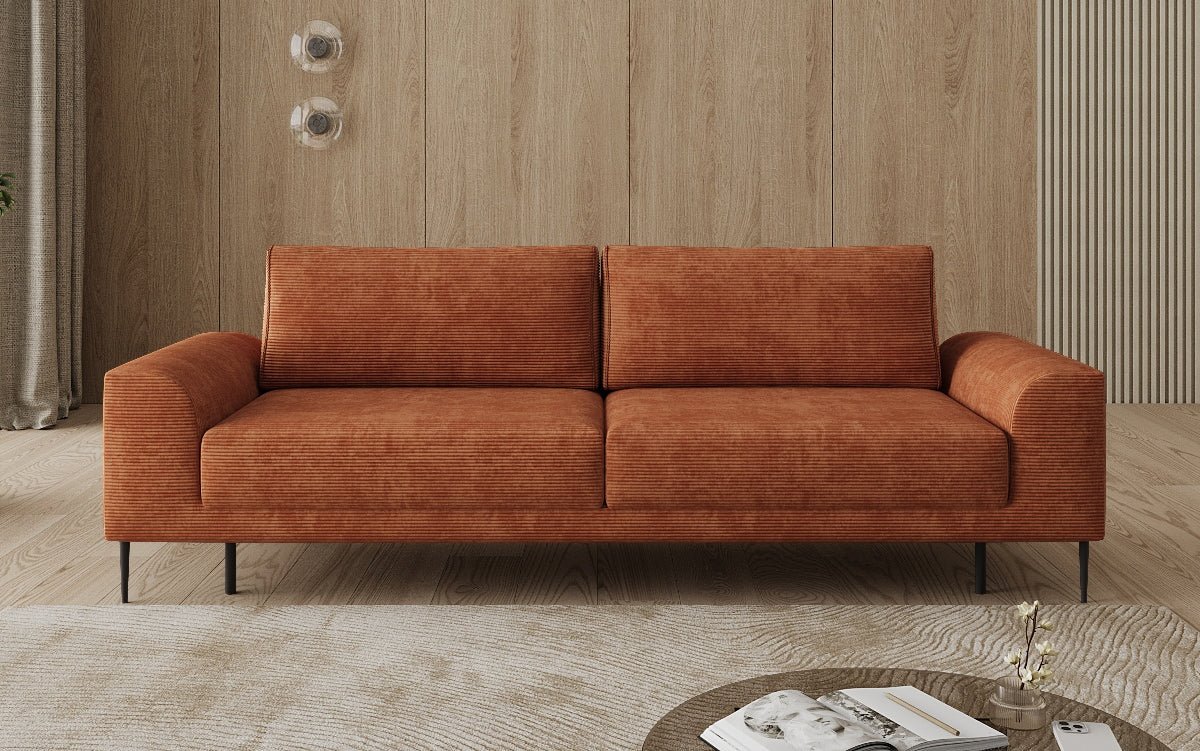 Designer 3 Sitzer Sofa Bloom in Cord mit Schlaffunktion und Stauraum