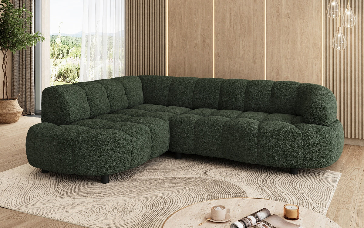 Designer Sofa Olivia Mini in Teddy Bouclé mit elektrischer Sitzerweiterung