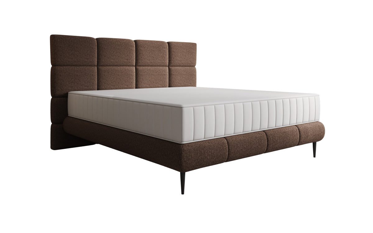 Boxspringbett Nessa mit hohen Füßen in Teddy Bouclé