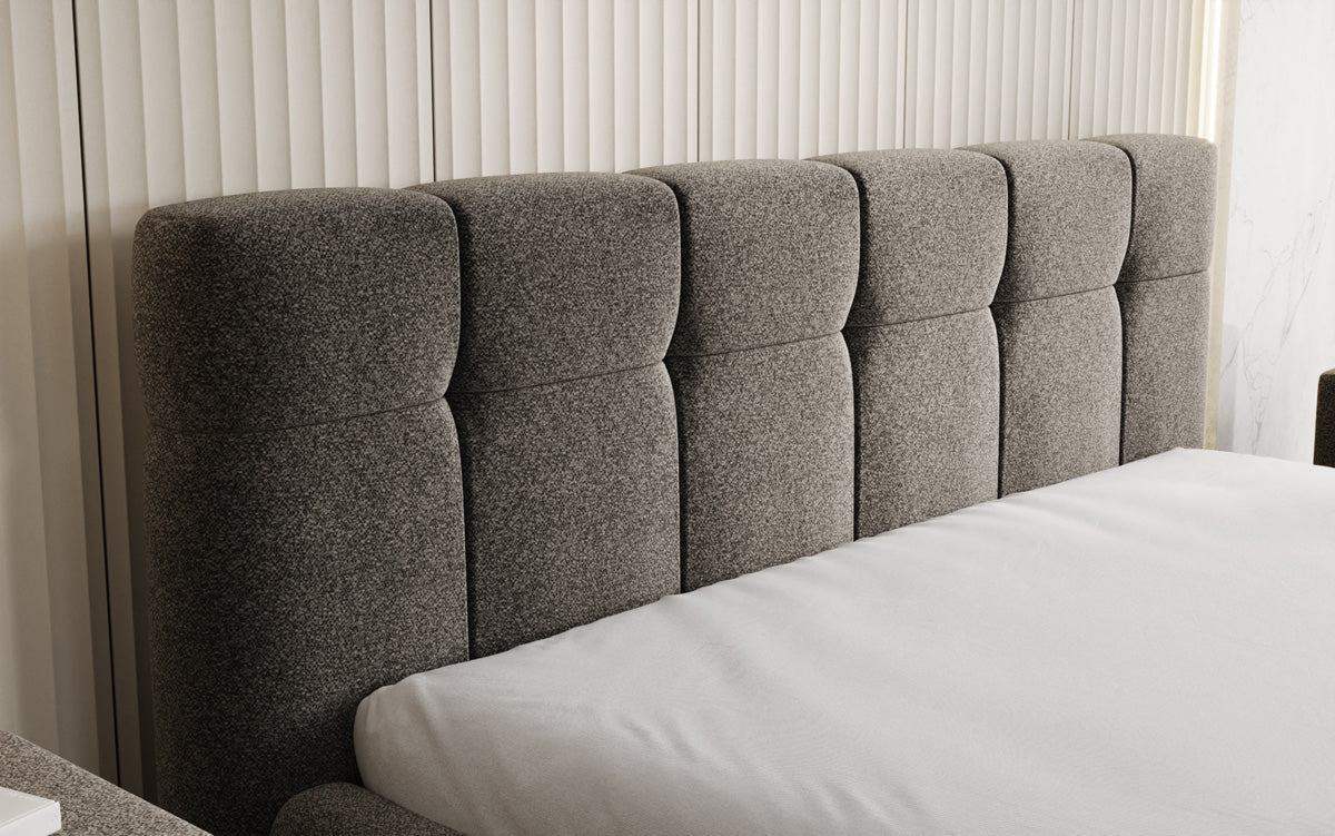 Designer Polsterbett Helena in Strukturstoff mit Stauraum