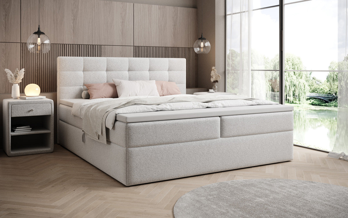 Boxspringbett Lux in Strukturstoff mit Stauraum