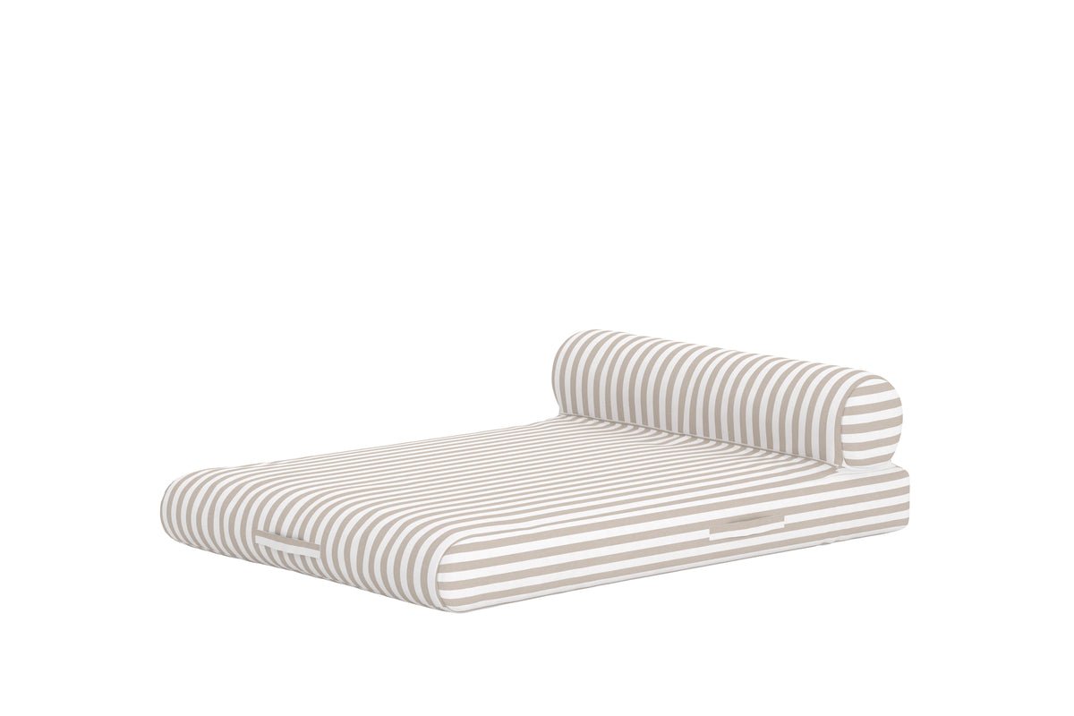 Sonnenliege Taro - geschwungene Form mit integriertem Kissen in Beige/Weiß für 2 Personen