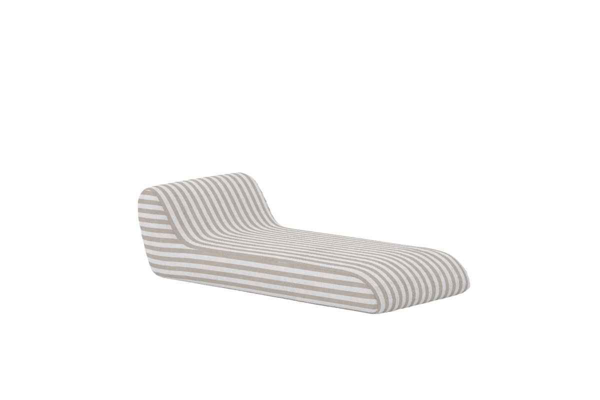 Sonnenliege Verda - geschwungene Form mit integriertem Kissen in Beige/Weiß
