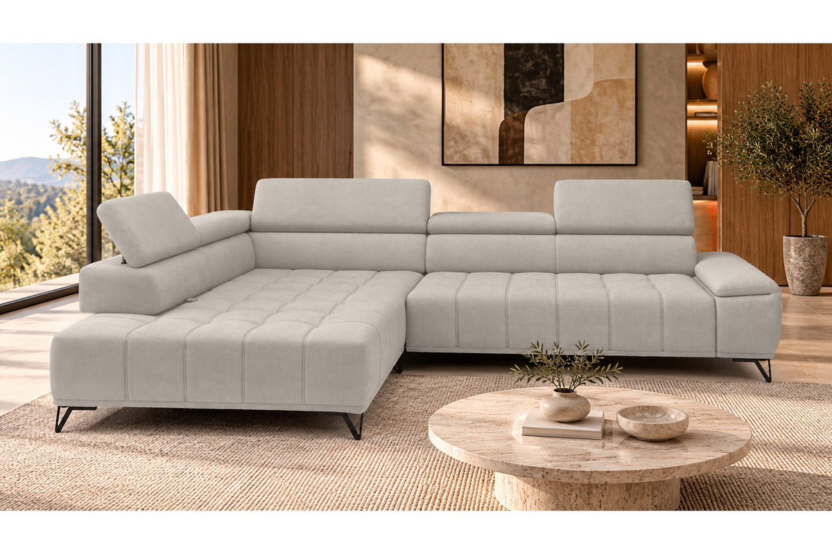 Ecksofa Volo in Chenille Beige, Ottomane links – Ansicht 3