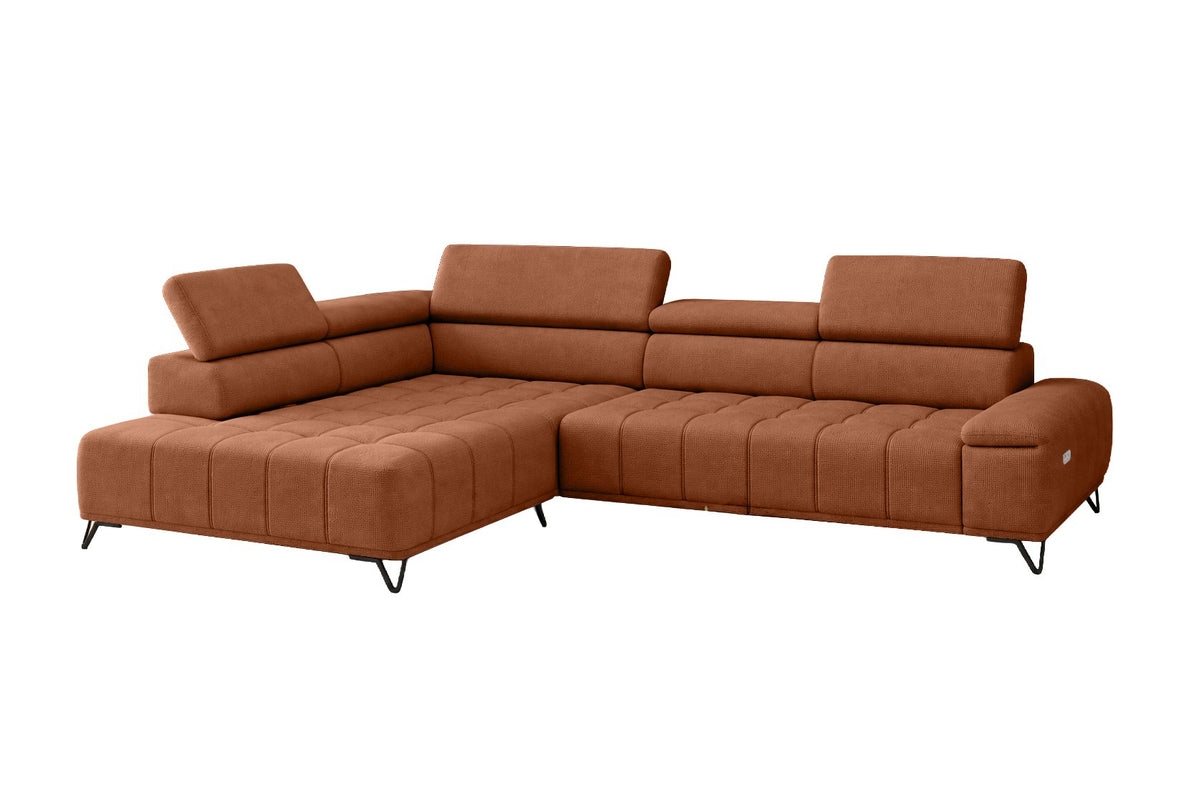 Designer Ecksofa Volo in Chenille Terrakotta, Ottomane links