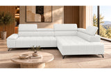 Ecksofa Volo in Chenille Weiß, Ottomane rechts – Ansicht 3