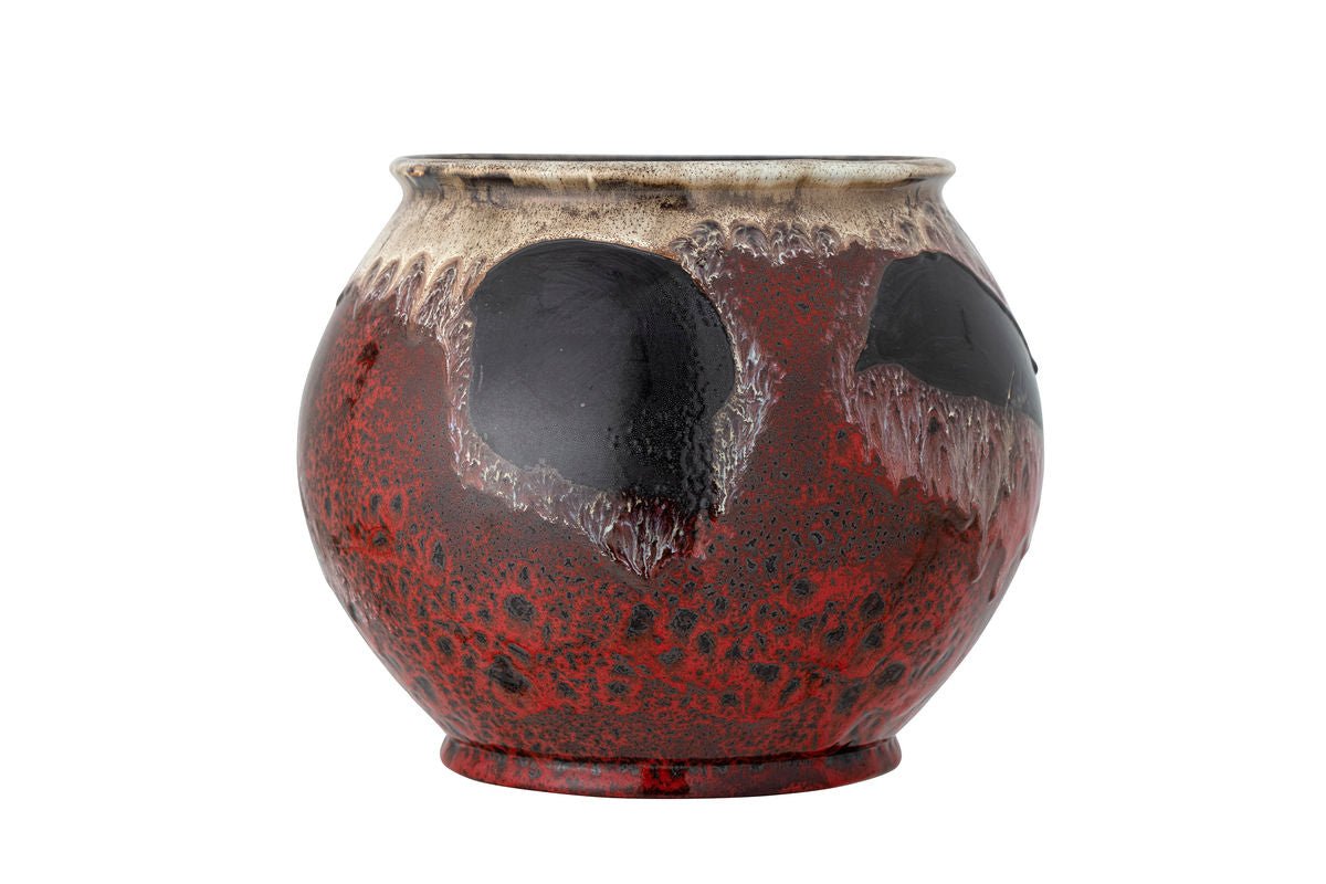 Blumentopf Smaragd – rot glasiertes Steingut