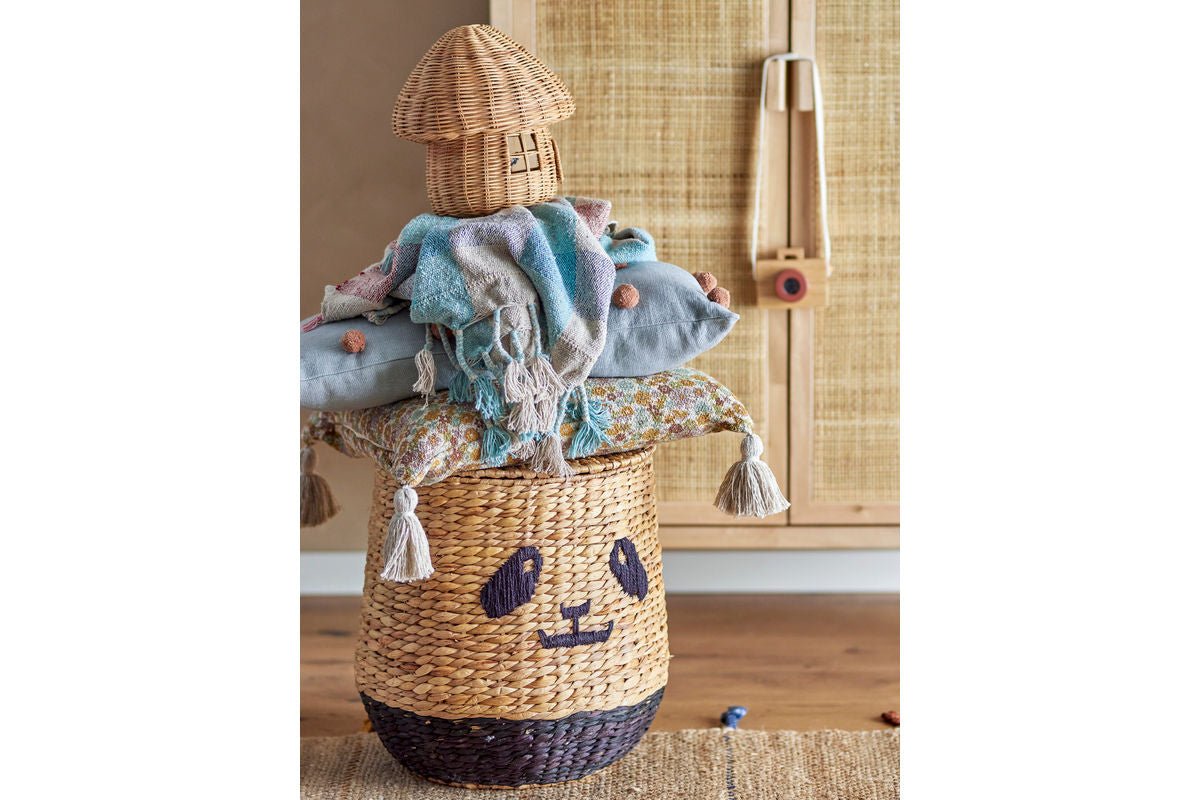 Aufbewahrungskorb Pino – mit Deckel aus Wasserhyazinthe