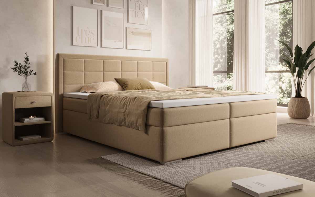 Boxspringbett Athina Stoff mit Stauraum - Luxusbetten24