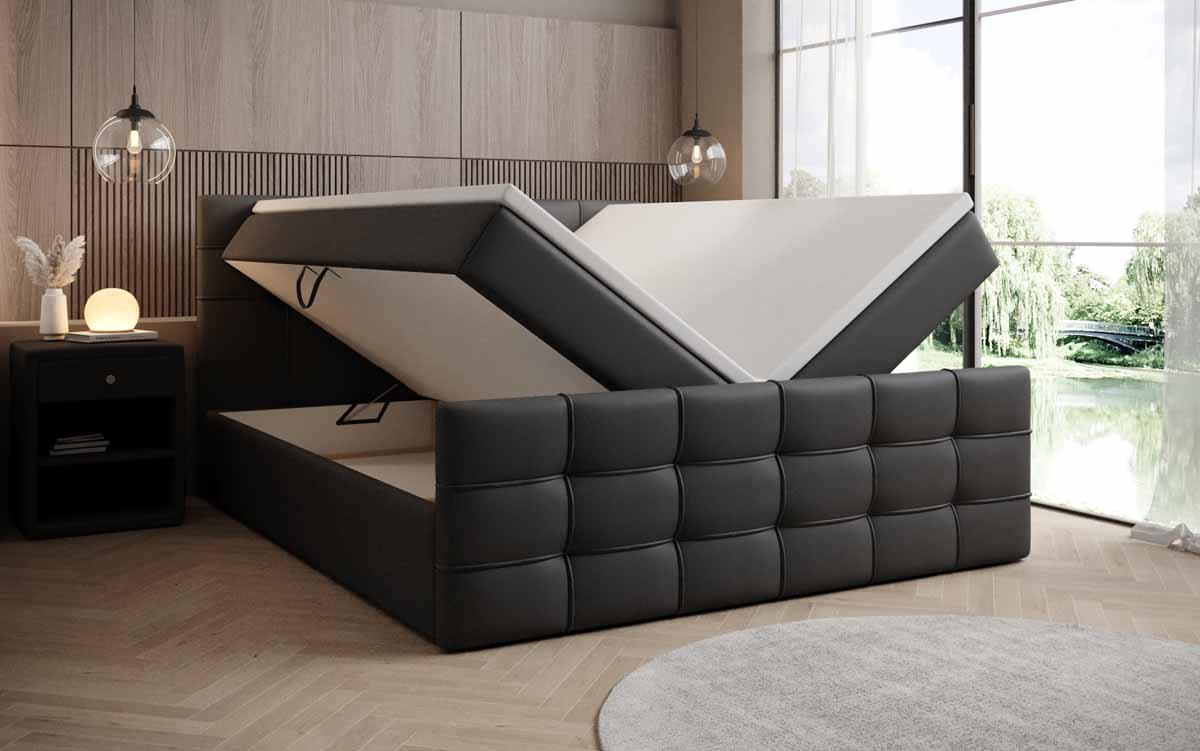 Boxspringbett Luxor Kunstleder mit Stauraum - Luxusbetten24