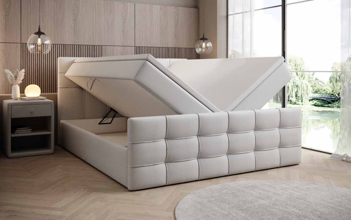 Boxspringbett Luxor Kunstleder mit Stauraum - Luxusbetten24