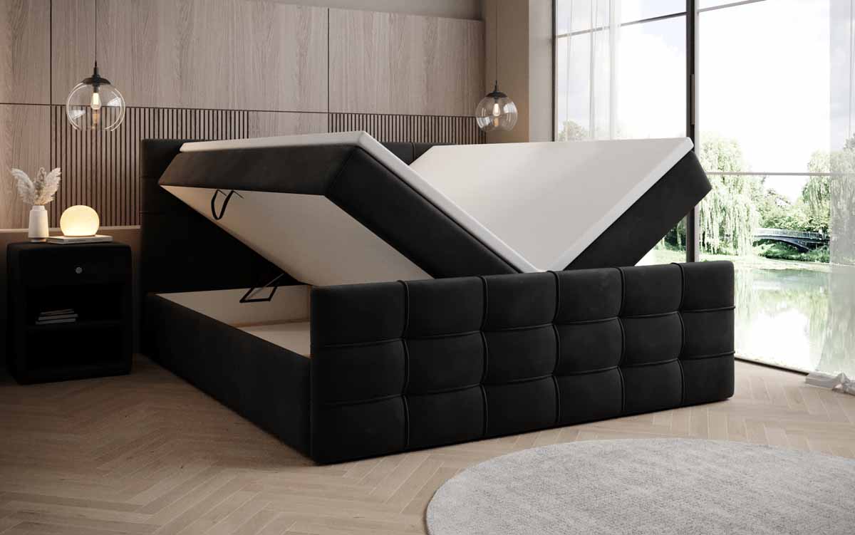 Boxspringbett Luxor Samt mit Stauraum - Luxusbetten24