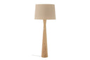 Stehlampe Calen – Gummibaumholz mit Leinenschirm