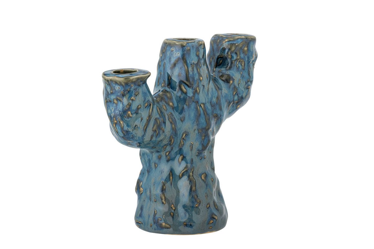 Kerzenhalter Biru – Steingut mit reaktiver Glasur in Blau