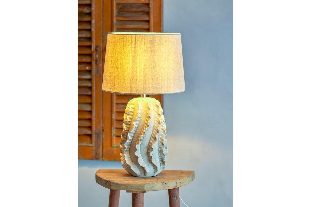 Tischlampe Sandwave- weißes Steingut