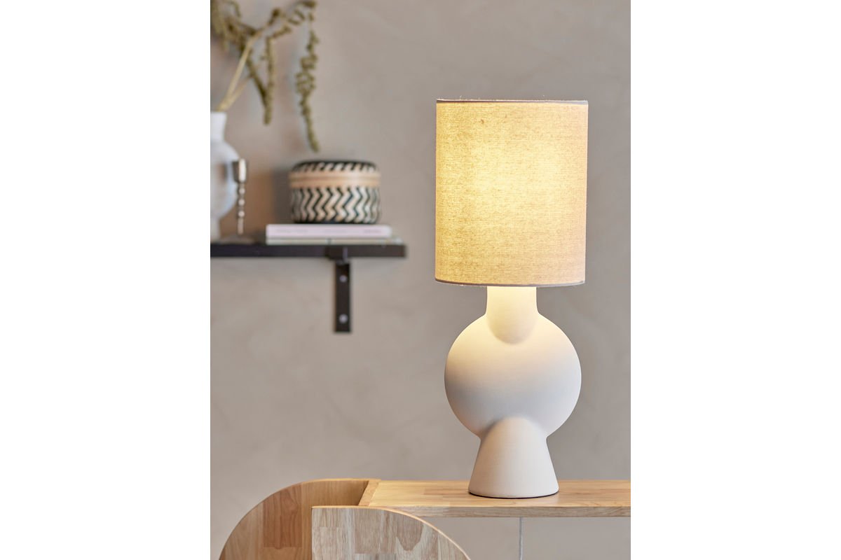 Tischlampe Everni - weißes Steingut