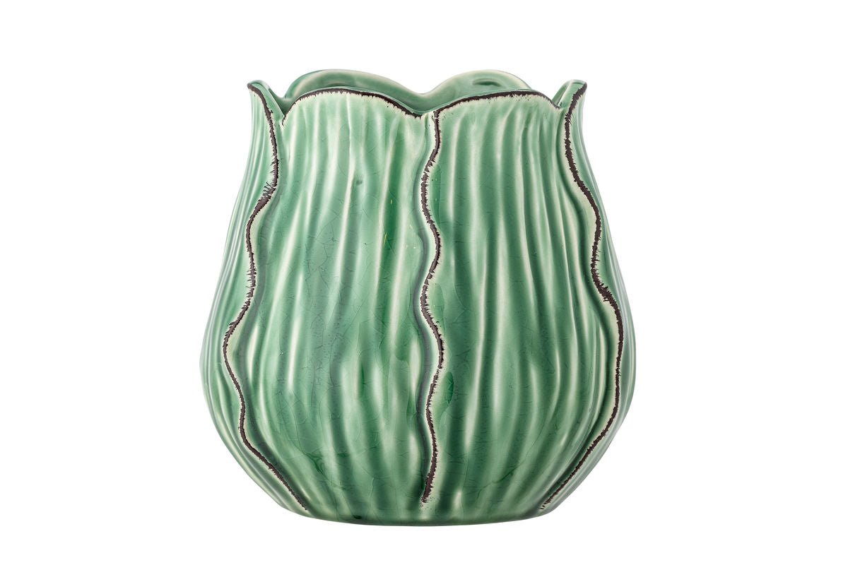 Vase Esra - Grün, aus Steingut