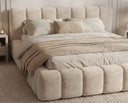 Designer Polsterbett Como in Cord mit Stauraum – Beige