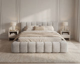 Designer Polsterbett Como in Cord mit Stauraum – Hellgrau