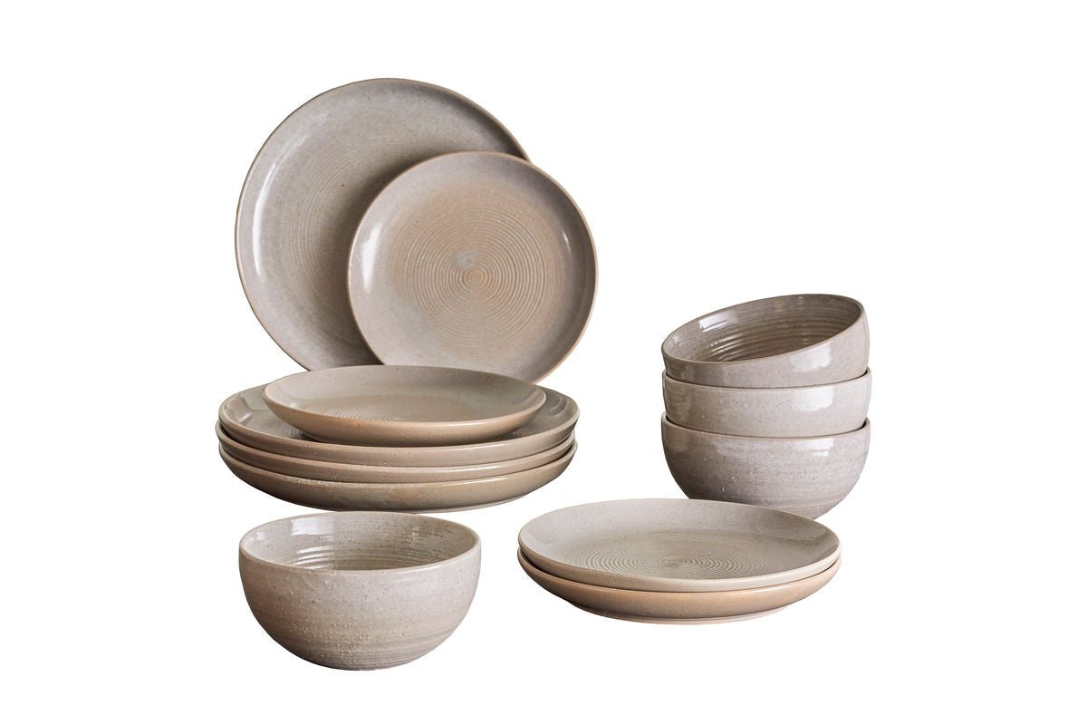 Geschirrset Jessi – Nordisches Design in Grau (12-teilig)