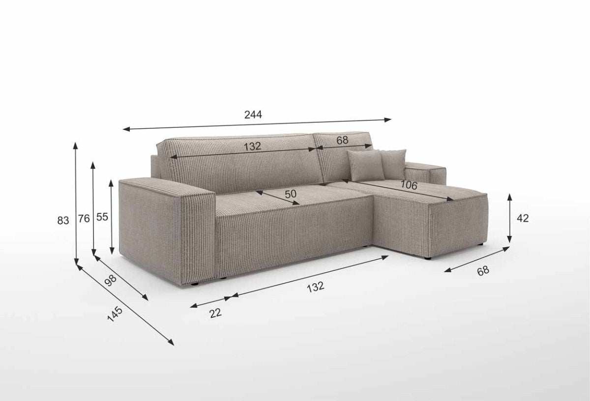 Designer Sofa Cordario mit Schlaffunktion und Stauraum - Luxusbetten24