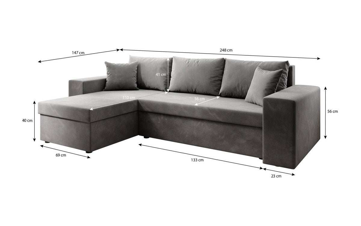 Designer Sofa Denver Stoff mit Schlaf- und Klappfunktion