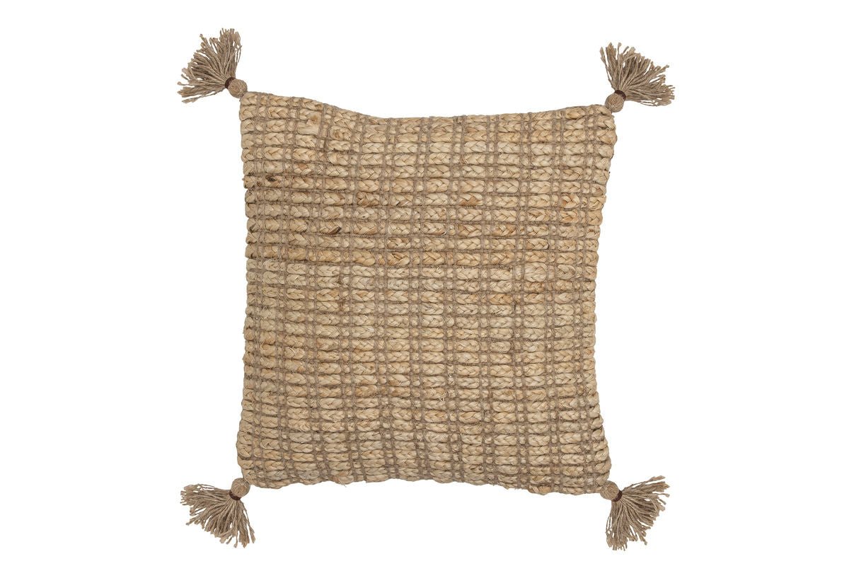 Zierkissen Jaro – Jute-Baumwollkissen in Natur mit Quasten