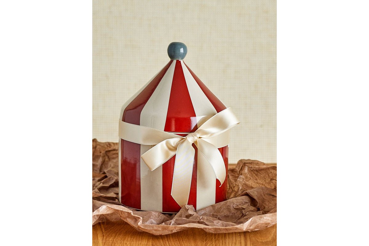 Aufbewahrungsgefäß Liam - dekoratives Zirkuszelt aus Steingut mit Deckel