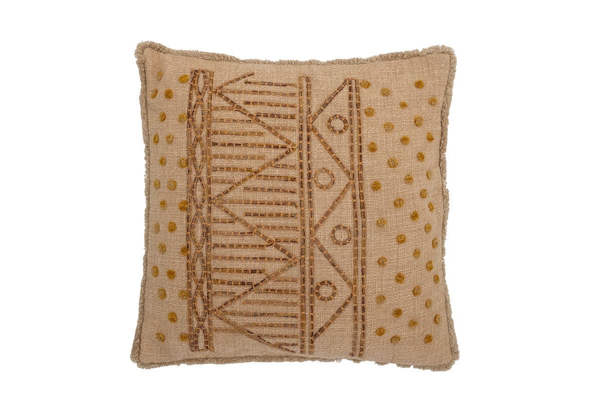 Zierkissen Matera – Stickdesign in natürlichem Farbton