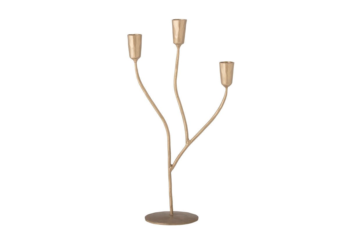 Kerzenhalter Kati – dreiflammiges Metall in Gold