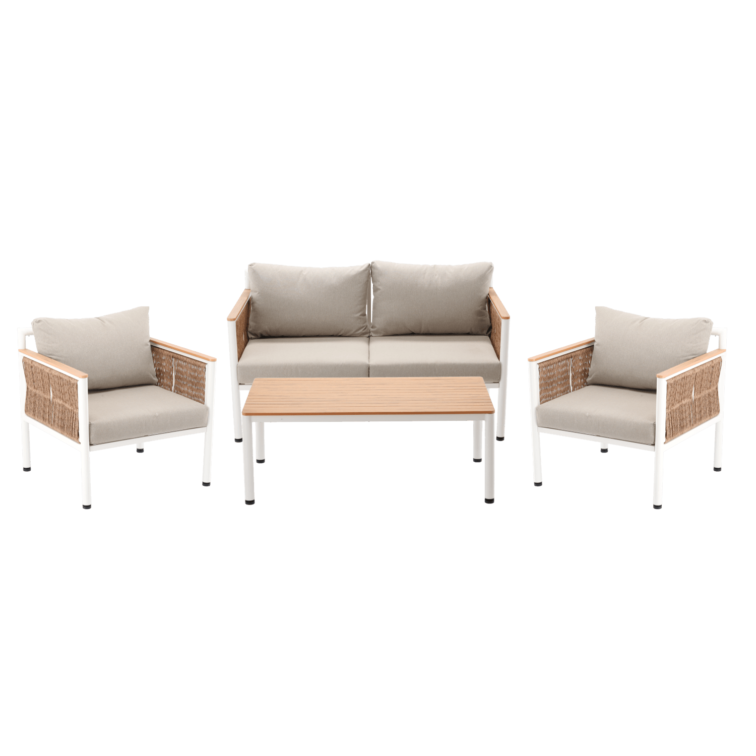 Garten Loungeset Belora – Aluminium Sitzgruppe mit Sofa, 2 Sesseln & Tisch