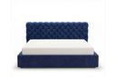 Designer Polsterbett Enzo in Samt mit Stauraum – Blau