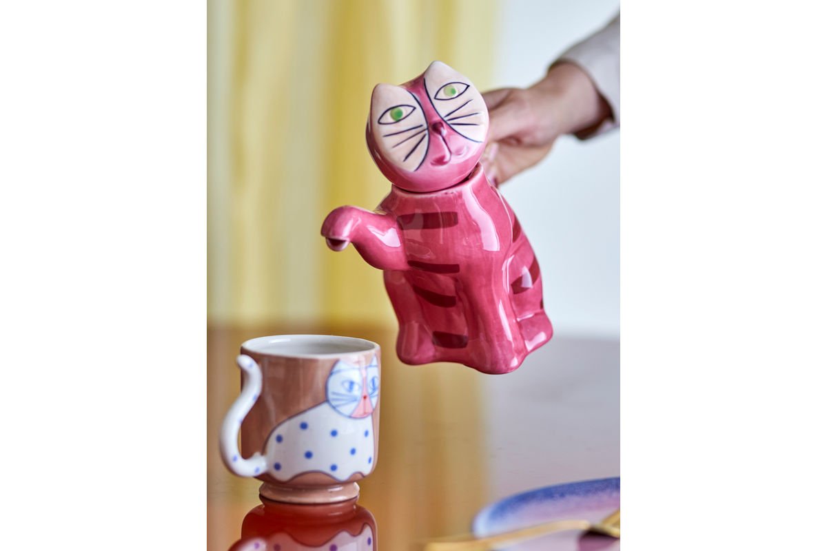 Becher-Set Aldra– Katzenmotiv Steingut (4-teilig)